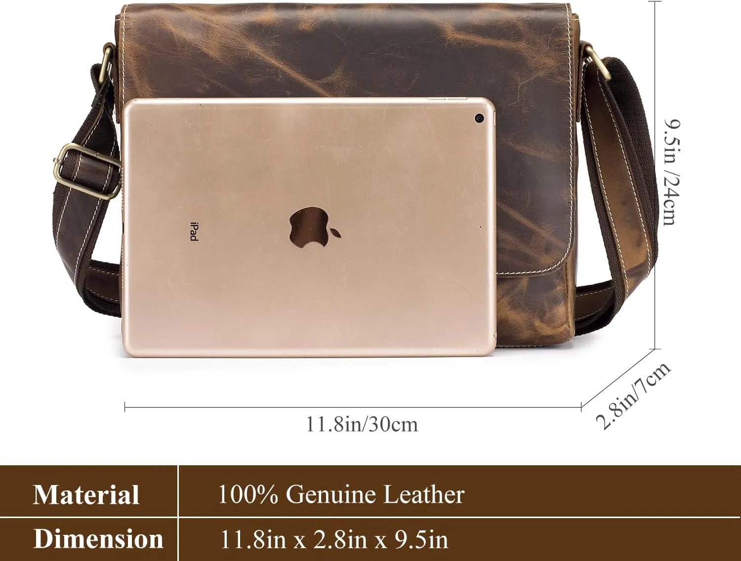 Leather Messenger Bag for Men Women Medium Satchel bag Retro Crossbody Shoulder bag Mens Purse Handbag