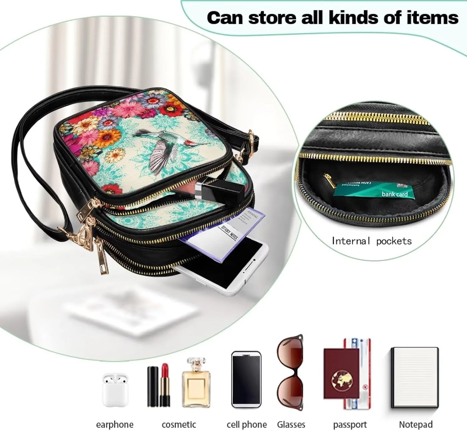 Leather Purse for Women, Leather Shoulder Crossbody Bags Sling Purses Fashion Side Belt Wallet Ladies Sling Bags