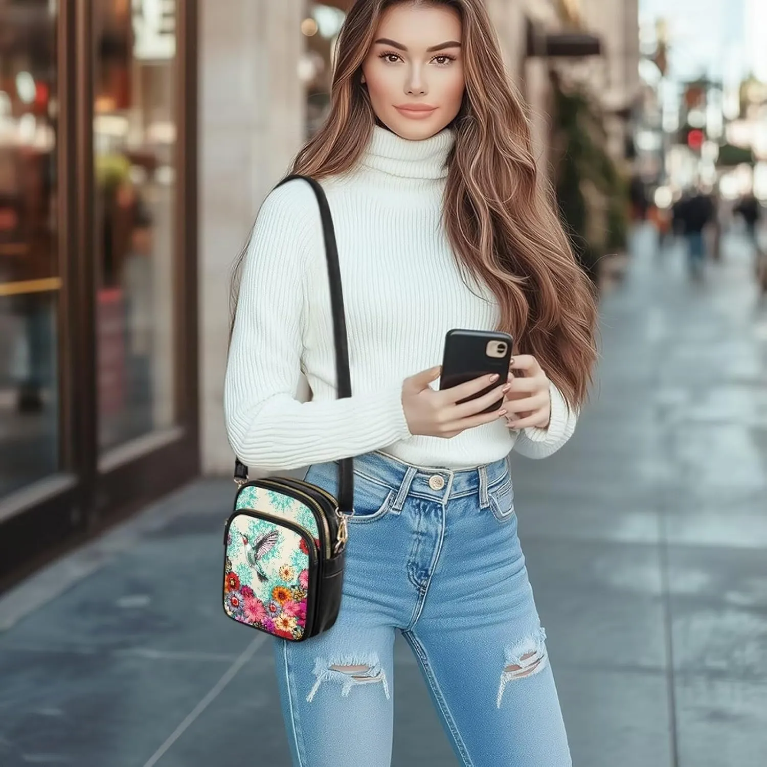Leather Purse for Women, Leather Shoulder Crossbody Bags Sling Purses Fashion Side Belt Wallet Ladies Sling Bags