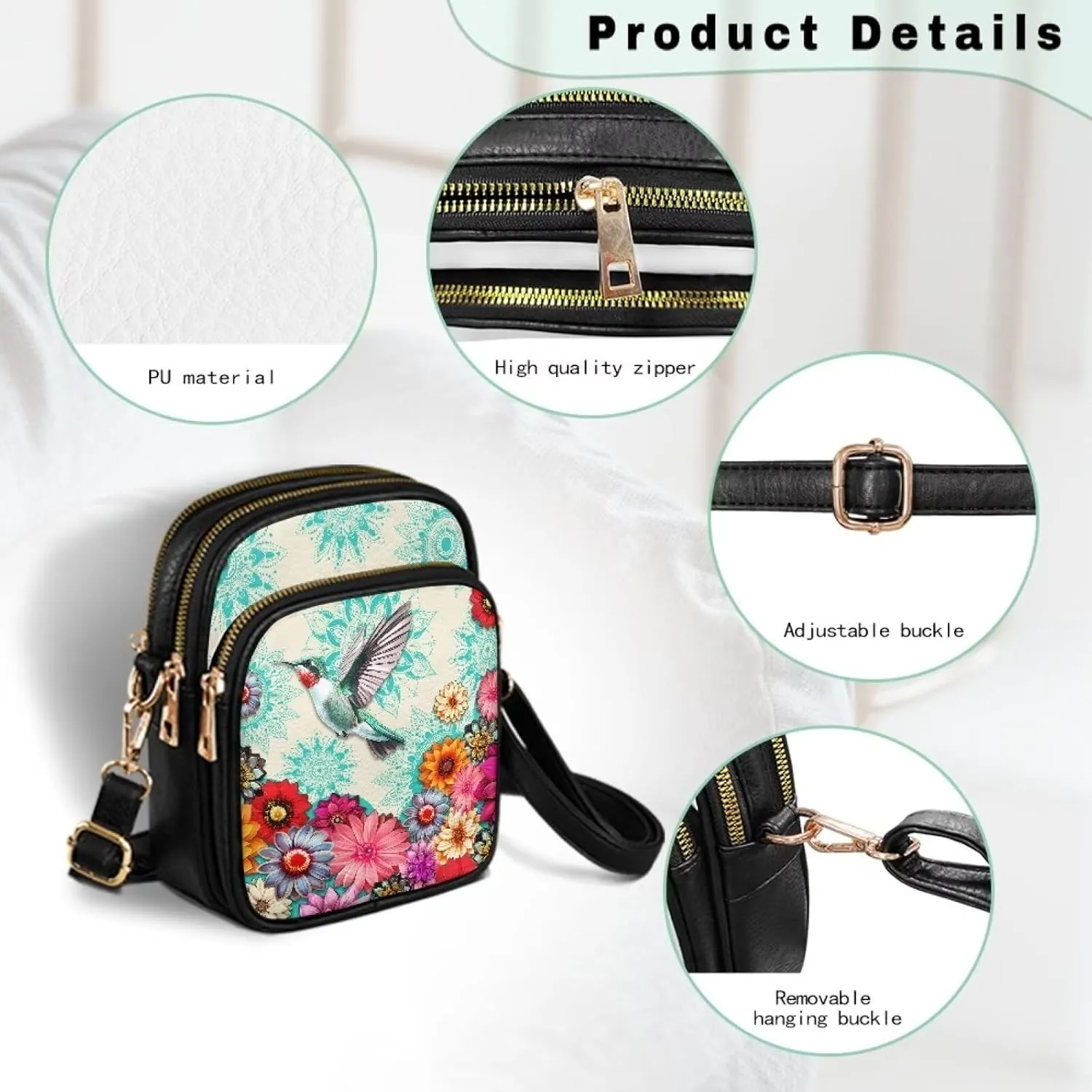 Leather Purse for Women, Leather Shoulder Crossbody Bags Sling Purses Fashion Side Belt Wallet Ladies Sling Bags