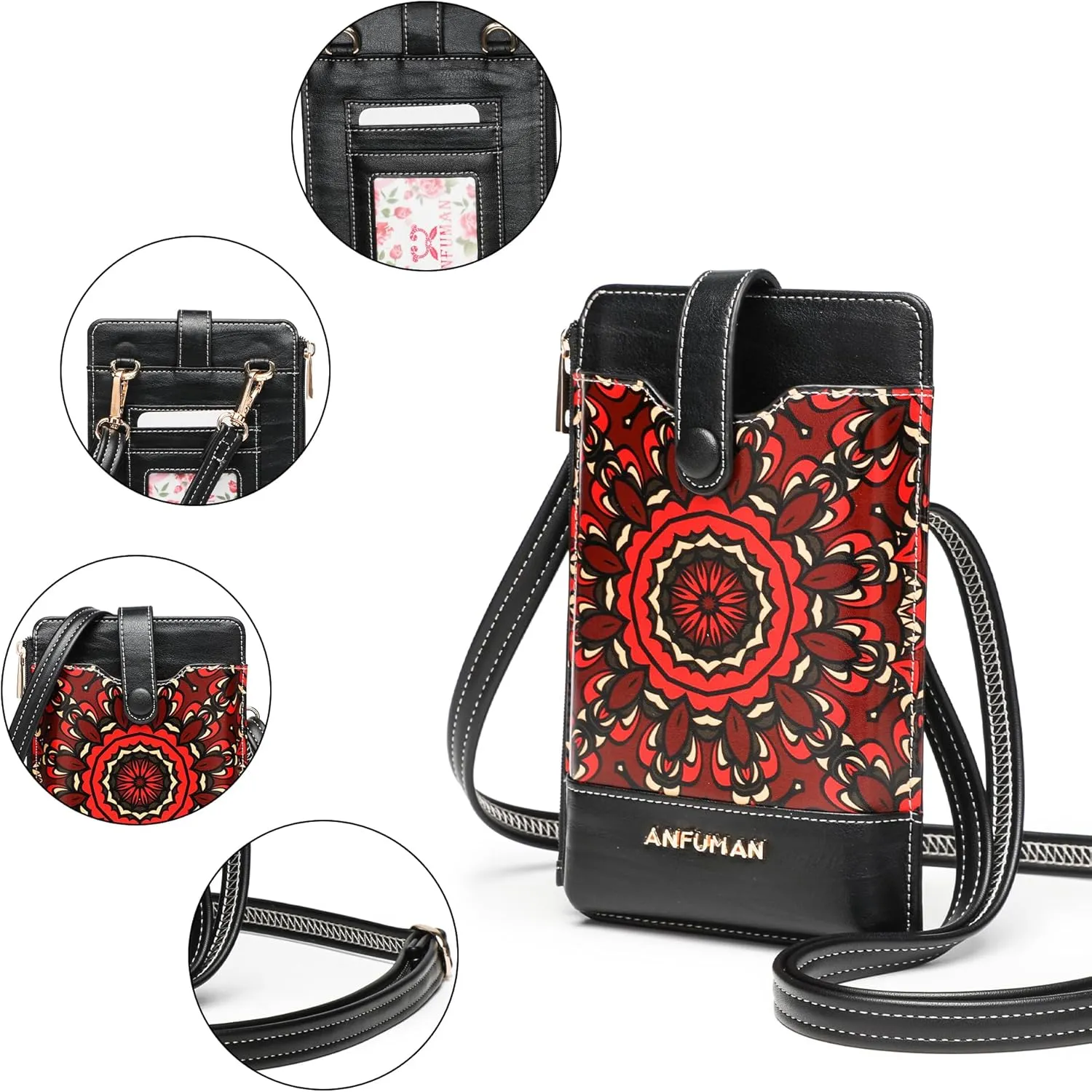 Leather Small Crossbody Bags for Women Designer Cell Phone Bag Wallet Purses Adjustable Strap