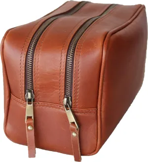 Leather Toiletry Bag for Men, Double Section Toiletry Bag (1 Light Brown)