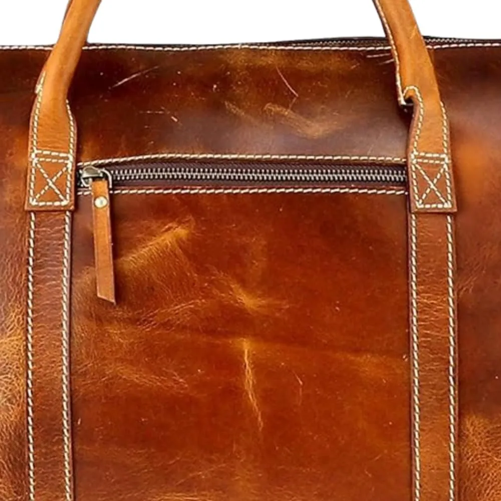 Leather Travel Duffel Bags for Men, Personalized Weekender Leather Bags, Overnight Customized Name Initials Luggage for Men, Gift for Birthday, Christmas, Anniversary, DAD, Husband, Lover (C BROWN)