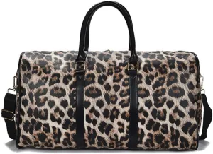 Leopard Print Travel Duffle Bag Large Cheetah Print Weekender Overnight Bag Travel Carry On Tote Bag Sports Gym Bag (Khaki)