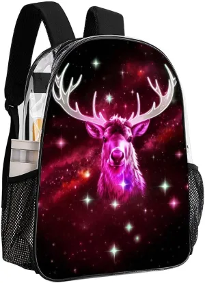 Lightweight Rucksacks for Camping Picnic Cycling - Large Capacity Multipurpose Transparent Carry On Bag, Galaxy Starry Sky Christmas Elk Moose Art Travel Hiking & Camping Rucksack