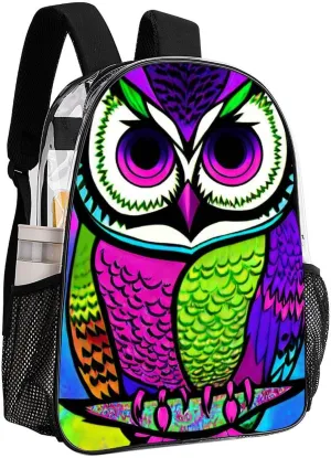 Lightweight Rucksacks for Camping Picnic Cycling - Large Capacity Multipurpose Transparent Carry On Bag, Trippy Owl Abstract Art Travel Hiking & Camping Rucksack