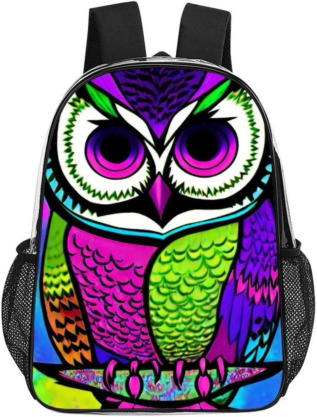Lightweight Rucksacks for Camping Picnic Cycling - Large Capacity Multipurpose Transparent Carry On Bag, Trippy Owl Abstract Art Travel Hiking & Camping Rucksack