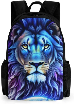 Lightweight Rucksacks for Camping Picnic Walking Cycling - Large Capacity Multipurpose Anti-Theft Carry On Bag, Cool Lion In The Universe Surreal Style Art Travel Hiking & Camping Rucksack