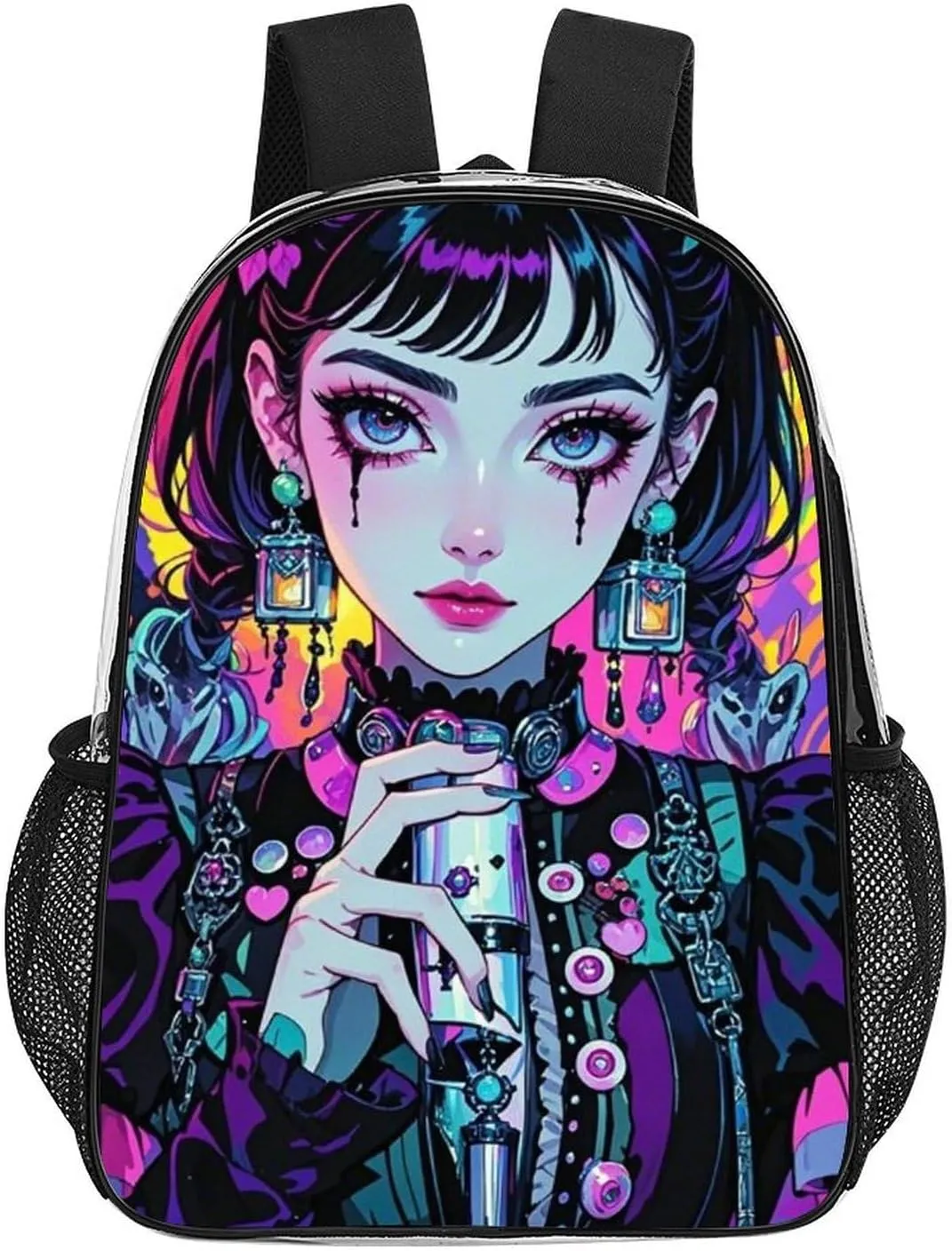 Lightweight Rucksacks for Climbing Outdoors Walking Cycling - Large Capacity Transparent Multipurpose Carry On Bag, Beautiful Gothic Women Neon Art Camping Outdoor Backpack