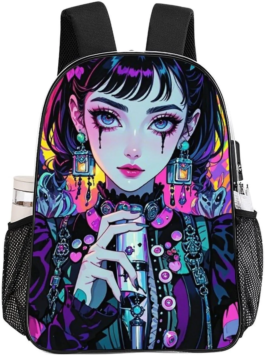 Lightweight Rucksacks for Climbing Outdoors Walking Cycling - Large Capacity Transparent Multipurpose Carry On Bag, Beautiful Gothic Women Neon Art Camping Outdoor Backpack