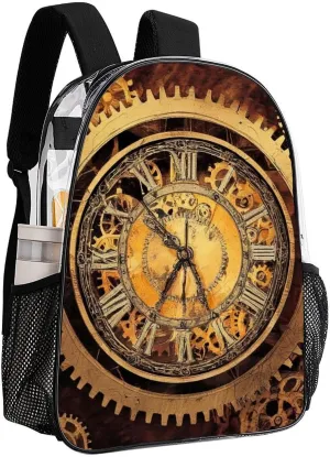 Lightweight Rucksacks for Climbing Outdoors Walking Cycling - Large Capacity Transparent Multipurpose Carry On Bag, Cool Steampunk Gears Camping Outdoor Backpack