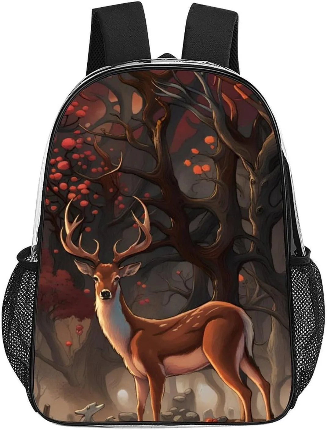 Lightweight Rucksacks for Climbing Outdoors Walking Cycling - Large Capacity Transparent Multipurpose Carry On Bag, Deer Art Camping Outdoor Backpack