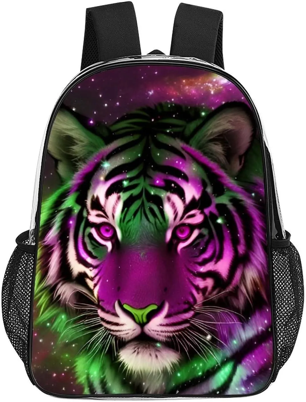Lightweight Rucksacks for Climbing Outdoors Walking Cycling - Large Capacity Transparent Multipurpose Carry On Bag, Mystic Fantasy Galaxy Sky Fantasy Wild Animals Tiger Art Camping Outdoor Backpack