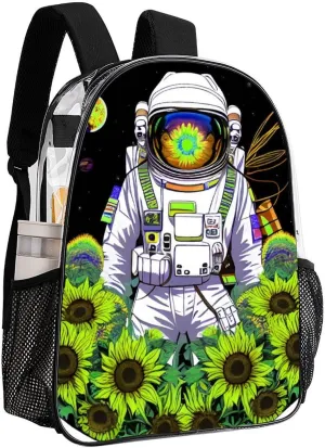 Lightweight Rucksacks for Climbing Outdoors Walking Cycling - Large Capacity Transparent Multipurpose Carry On Bag, Psychedelic Space Astronaut Sunflower Snake Art Camping Outdoor Backpack