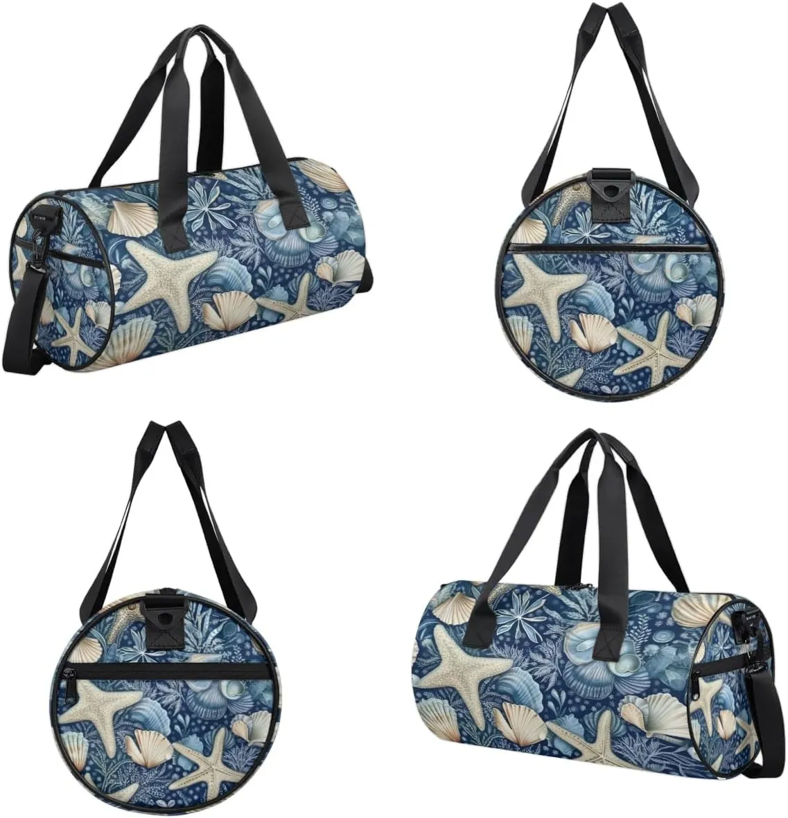 Lightweight Travel Duffle Bag Retro Starfish Seashell Gym Bag for Women Men Stylish Small Duffle Bag for Fitness Yoga Travel Overnight Sport