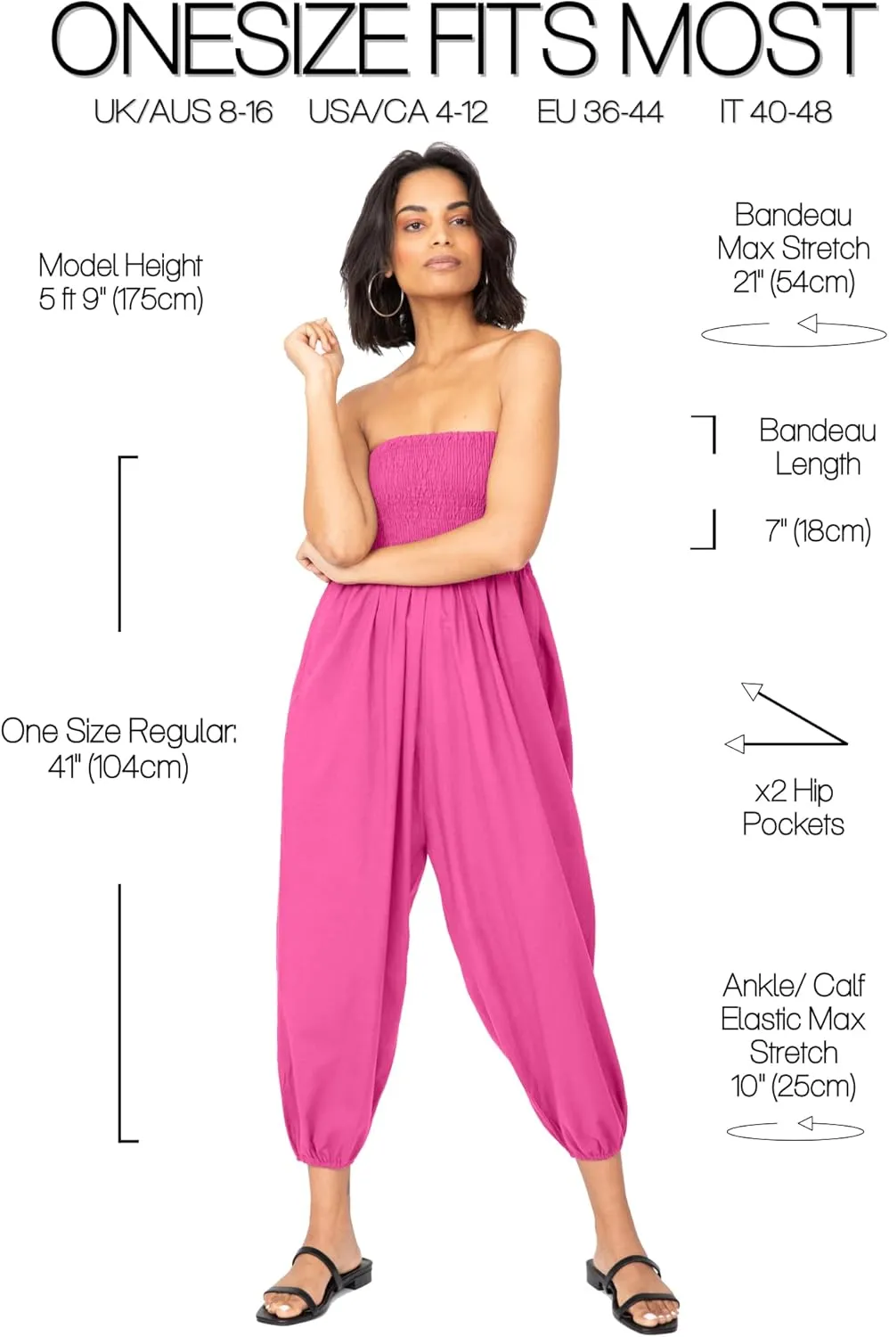 likemary Harem Pants Women Jumpsuits – Romper Pulls Down into Boho Cotton Pants – Petite Capri 2-in-1 Jumper with Pockets