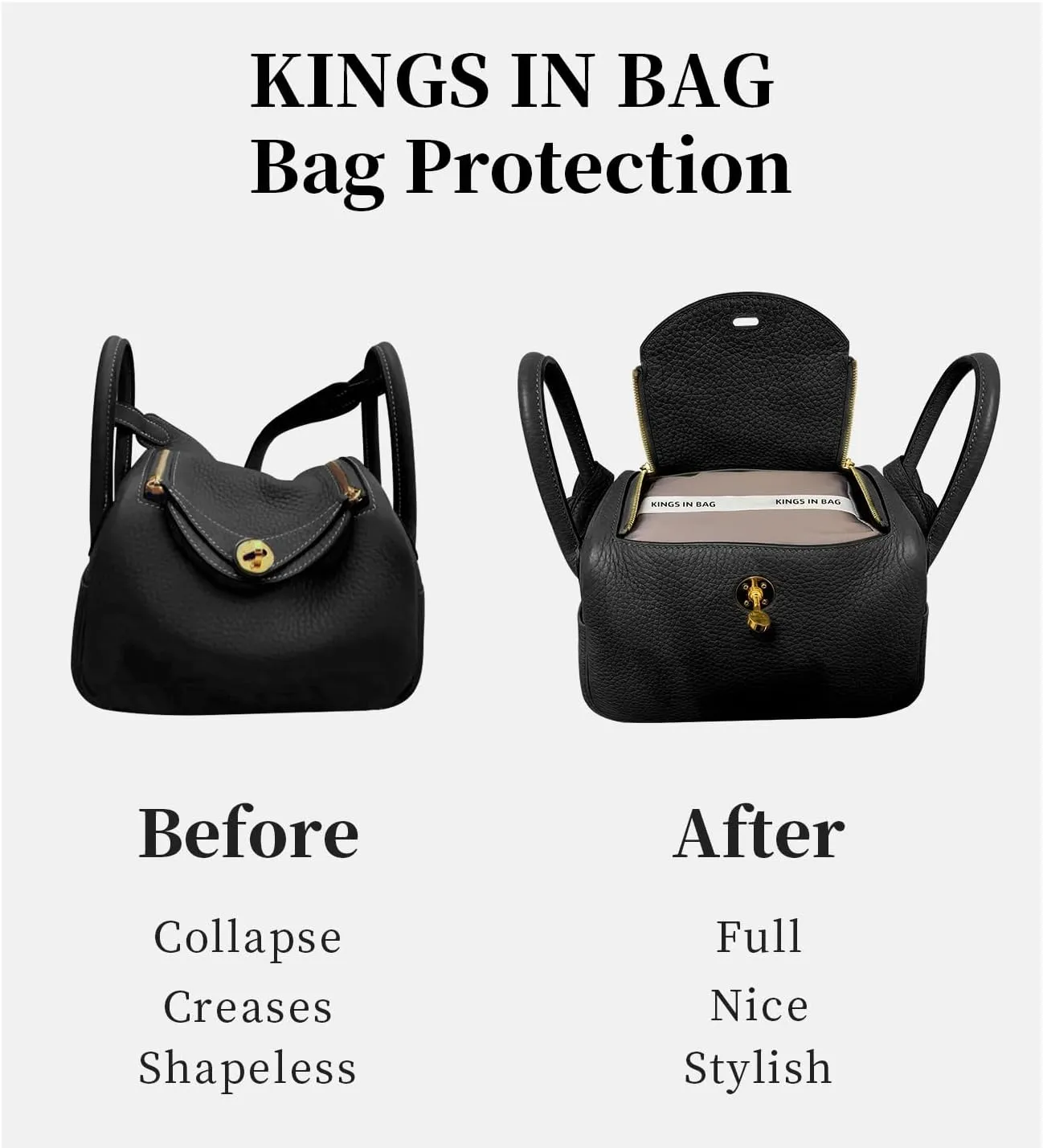 Lindy19 Purse Pillow Insert, Inner Sponge Compatible with Mini Lindy Bags, Luxury Bag Lightweight Shaper with Silky Satins for Women Bags, Soft Memory Foam Inner (Black, Lindy19)