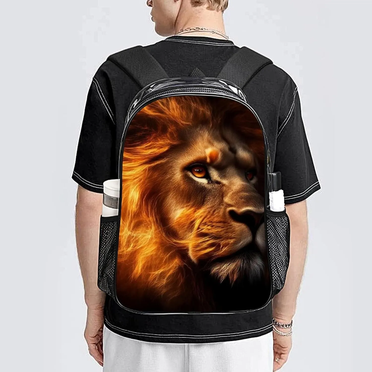 Lion Of Judah Rucksacks Lightweight Multipurpose Anti-Theft Shoulder Bag Large Capacity Business Computer Bag Transparent Bag