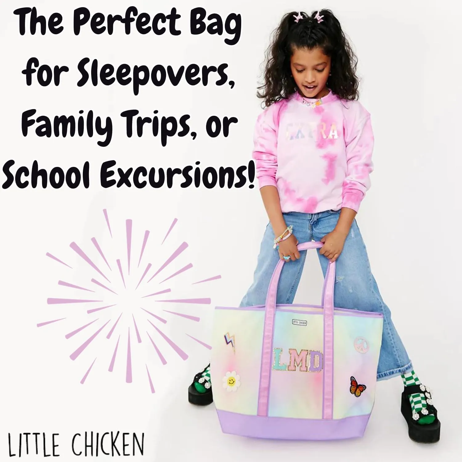 Little Chicken Weekender Bag Large Kids Duffle Bag for Overnight Trips | Water Resistant Lining | Zip Top & Inner Pocket
