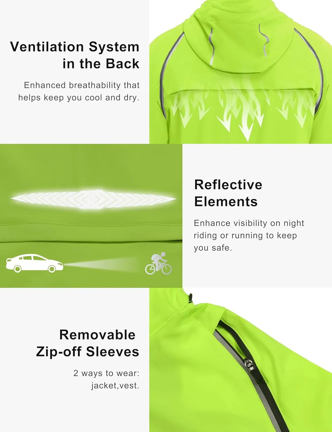 Little Donkey Andy Men's Quick-dry Running Jacket, Convertible UPF 50  Cycling Jacket Windbreaker with Removable Sleeves