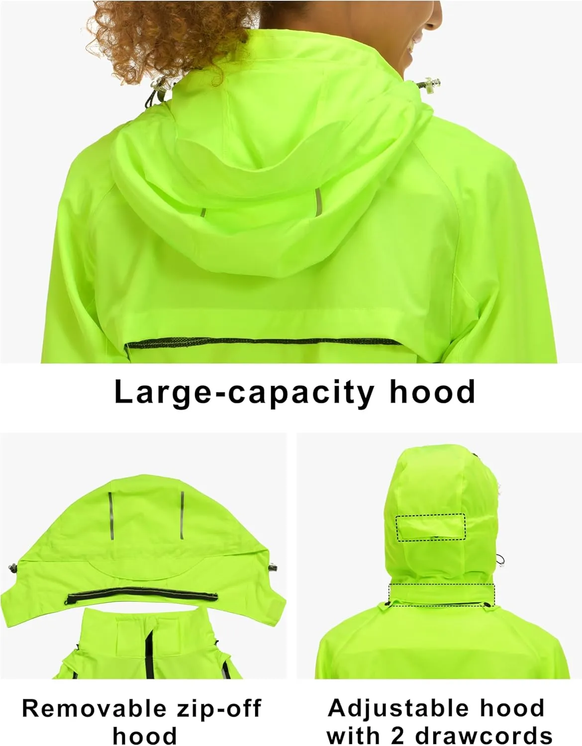 Little Donkey Andy Women's Lightweight Waterproof Cycling Jacket with Removable Sleeves & Hood for Biking Running Golf