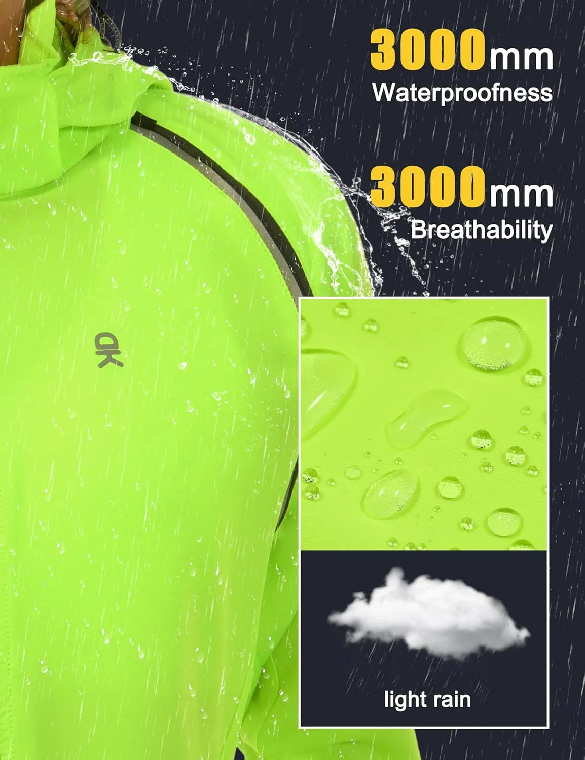 Little Donkey Andy Women's Lightweight Waterproof Cycling Jacket with Removable Sleeves & Hood for Biking Running Golf