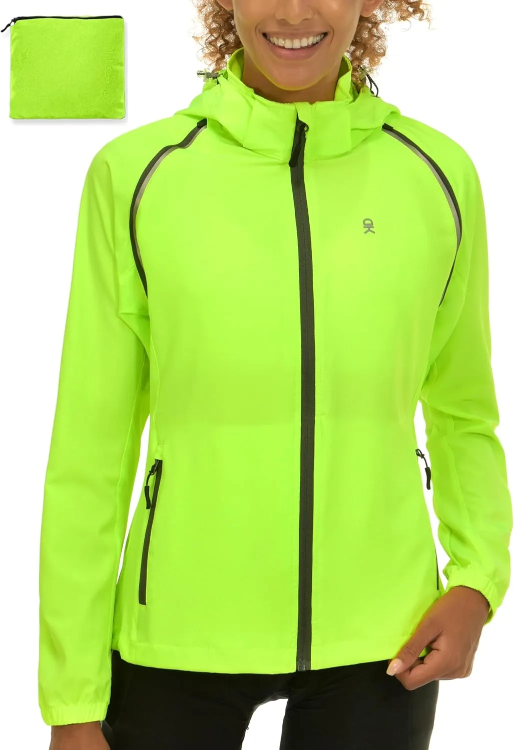 Little Donkey Andy Women's Lightweight Waterproof Cycling Jacket with Removable Sleeves & Hood for Biking Running Golf