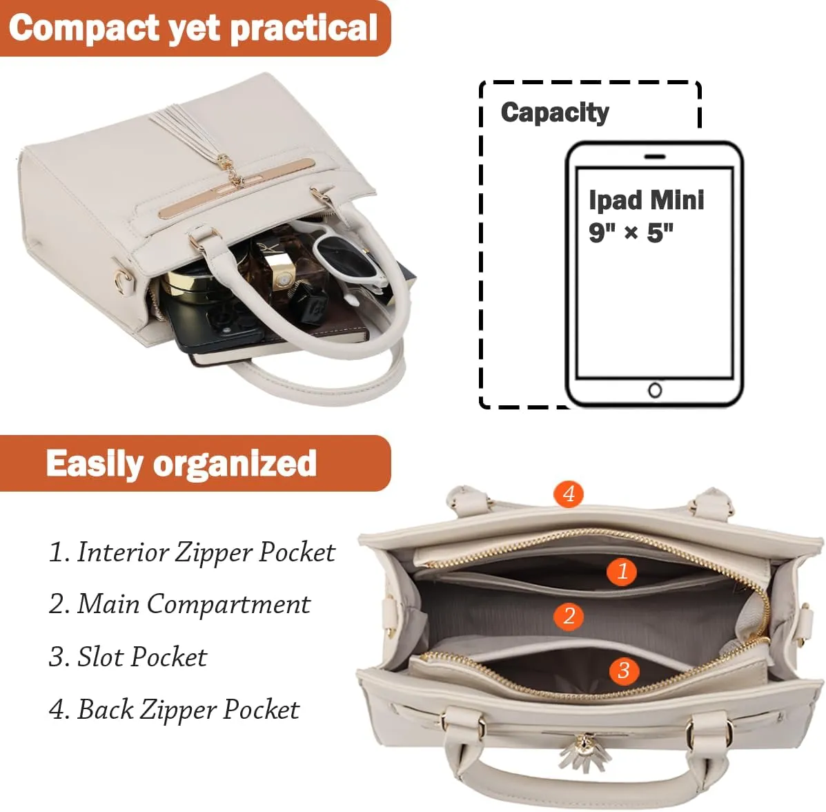 LJOSEIND Small Satchel Purses for Women - Fashionable Handbags, Top Handle Crossbody Bags with Adjustable Strap