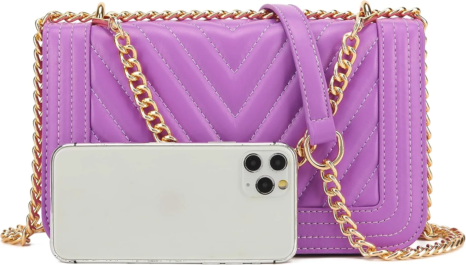 lola mae Crossbody Bags for Women Fashion Quilted Shoulder purse with Convertible Chain Strap Classic Satchel Handbag