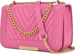 lola mae Crossbody Bags for Women Fashion Quilted Shoulder purse with Convertible Chain Strap Classic Satchel Handbag