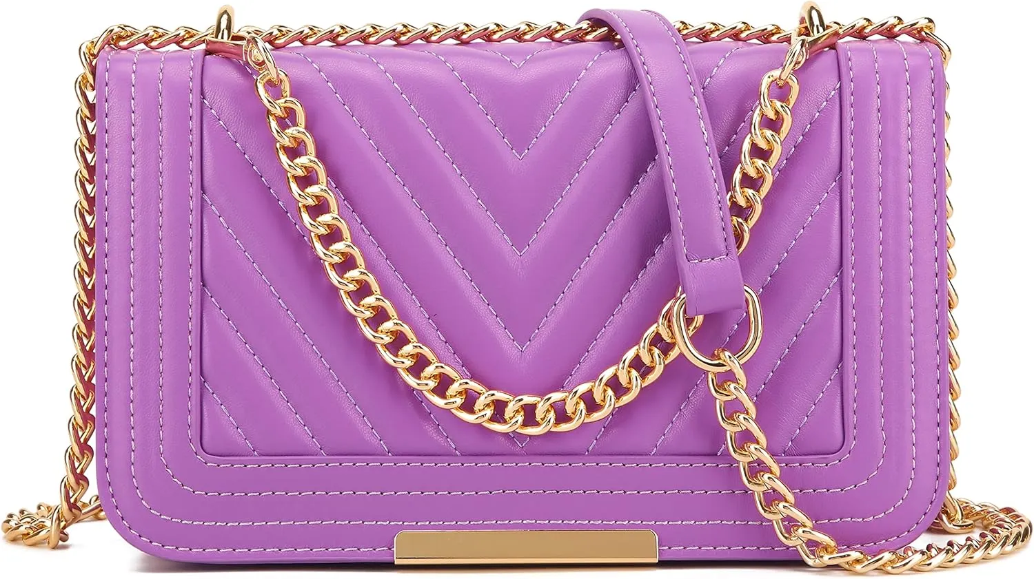 lola mae Crossbody Bags for Women Fashion Quilted Shoulder purse with Convertible Chain Strap Classic Satchel Handbag