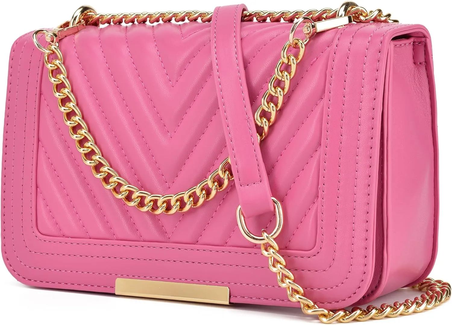 lola mae Crossbody Bags for Women Fashion Quilted Shoulder purse with Convertible Chain Strap Classic Satchel Handbag