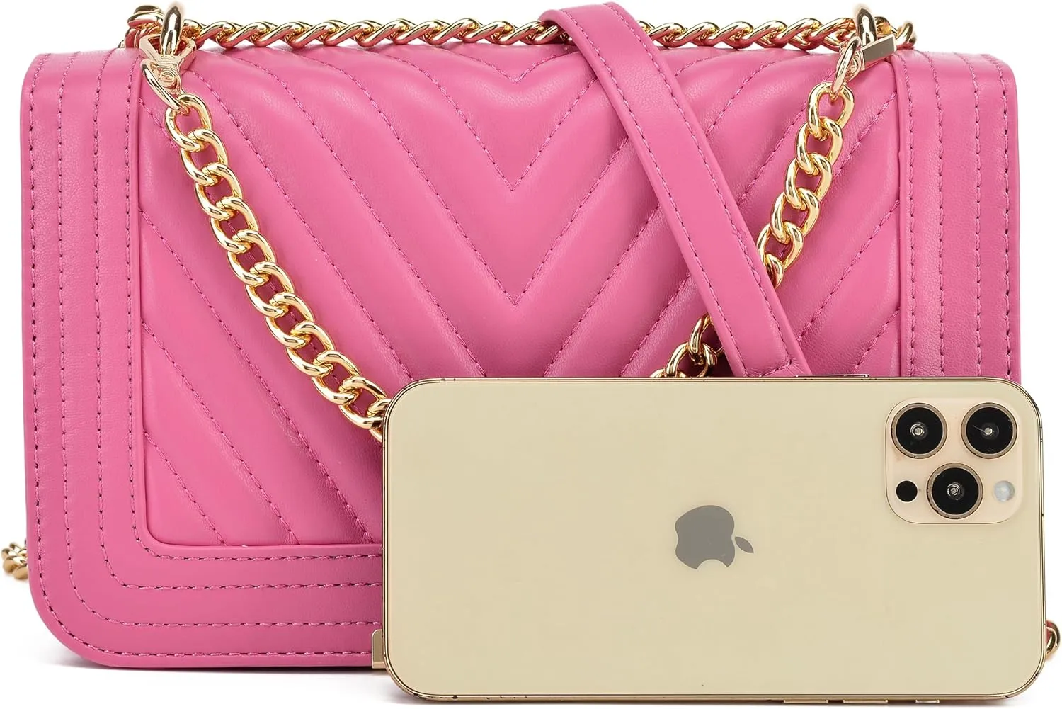 lola mae Crossbody Bags for Women Fashion Quilted Shoulder purse with Convertible Chain Strap Classic Satchel Handbag