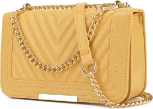 lola mae Crossbody Bags for Women Fashion Quilted Shoulder purse with Convertible Chain Strap Classic Satchel Handbag