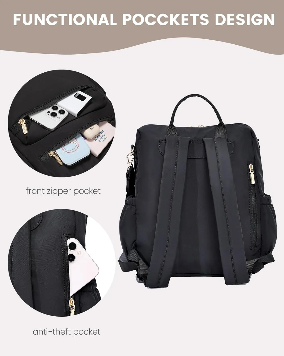 LOVEVOOK Backpack Purse for Women,Puffer Mini Backpack for Women, Convertible Lightweight Shoulder Bags, Work Travel Daily Purses Handbags
