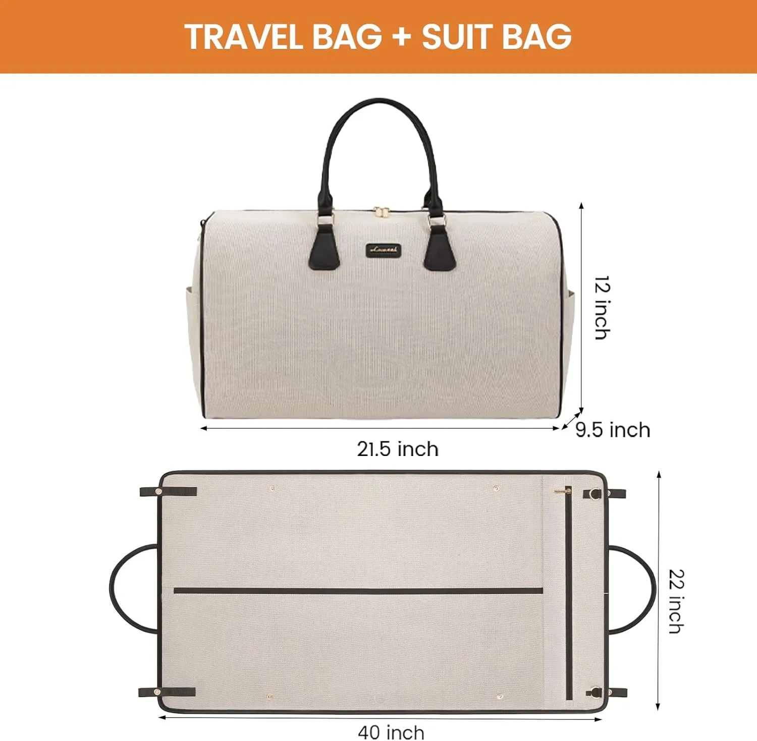 LOVEVOOK Garment Bags for Travel,3 in 1 Carry on Garment Duffle Bags for Travel with Shoe Pouch,Hanging Suitcase Suit Dress