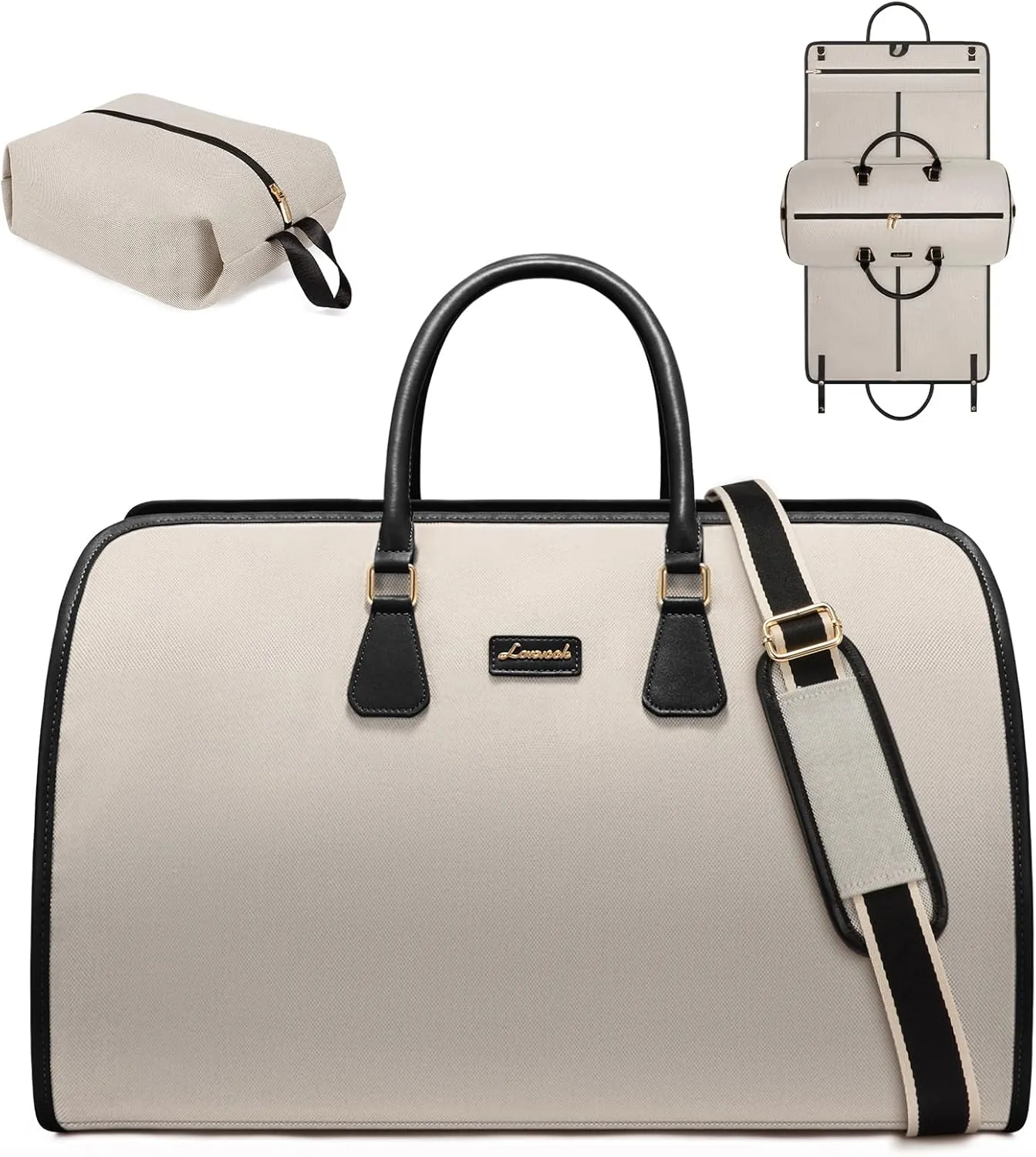 LOVEVOOK Garment Bags for Travel,3 in 1 Carry on Garment Duffle Bags for Travel with Shoe Pouch,Hanging Suitcase Suit Dress