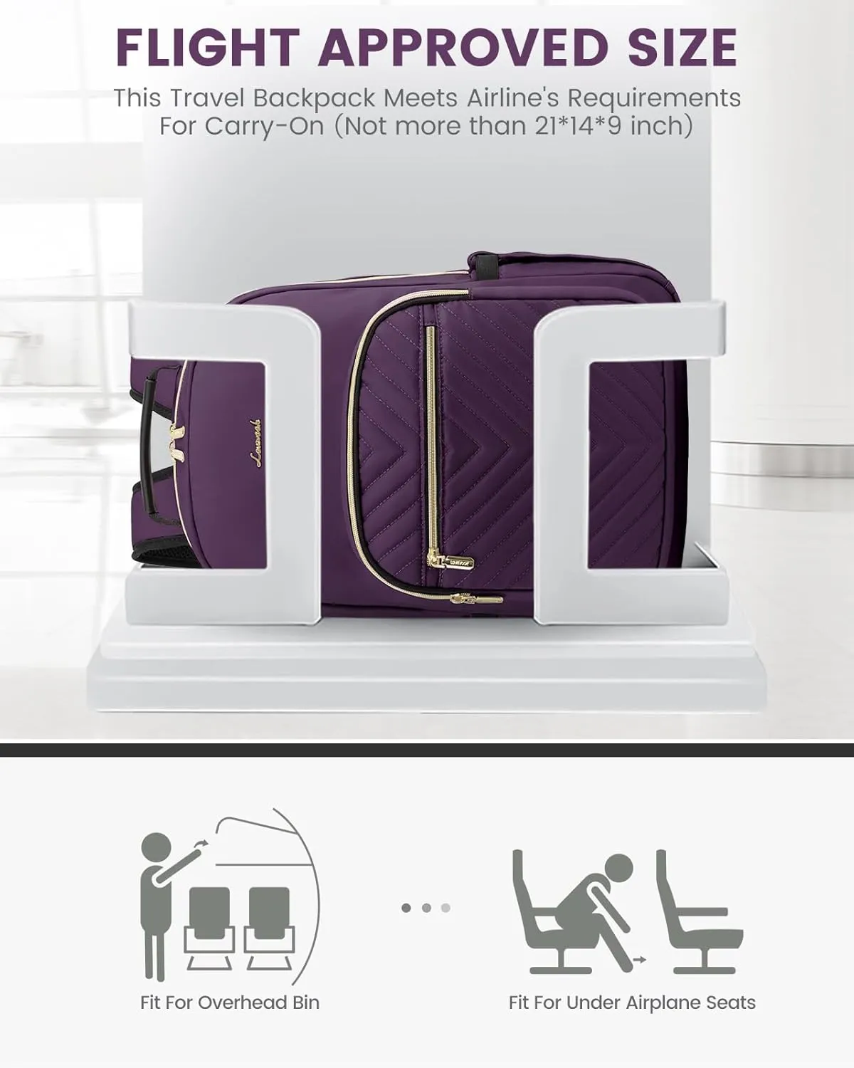 LOVEVOOK Laptop Backpack Purse for Women, Work Travel Computer Bags, College School Backpack for Student Girl, Quilted Casual Daypack with USB Port, Fit 15.6 Inch Laptop, Deep Plum