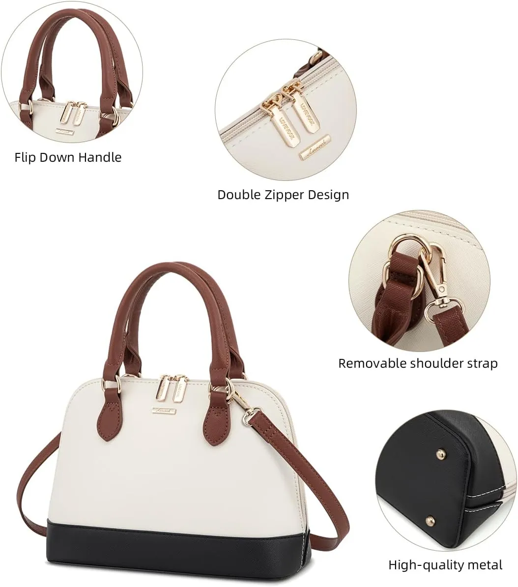 LOVEVOOK Purse for Women Small Crossbody Bags Classic Double Zip Top Handle Dome Satchel Bag