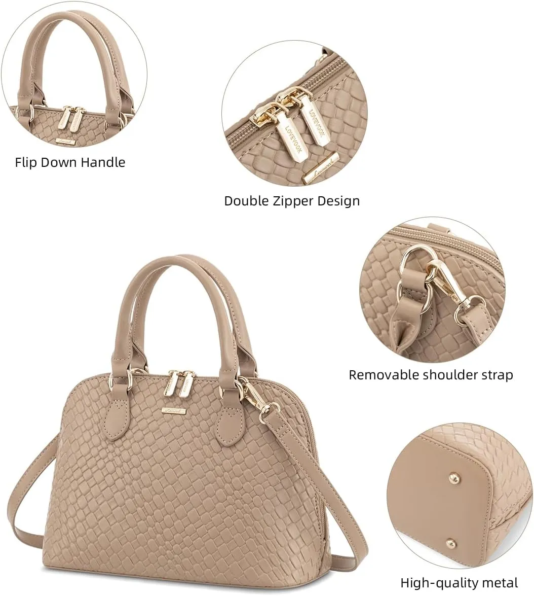 LOVEVOOK Purse for Women Small Crossbody Bags Classic Double Zip Top Handle Dome Satchel Bag