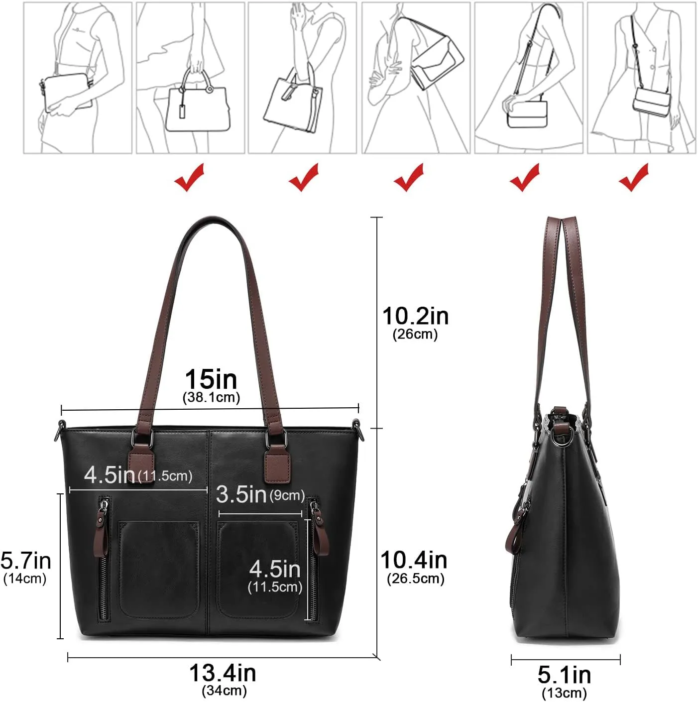 LOVEVOOK Purses Tote Bag for Women, Handbags Large Shoulder Bag, Leather Work Bags with Multi-Pockets, Designer Hobo Satchel