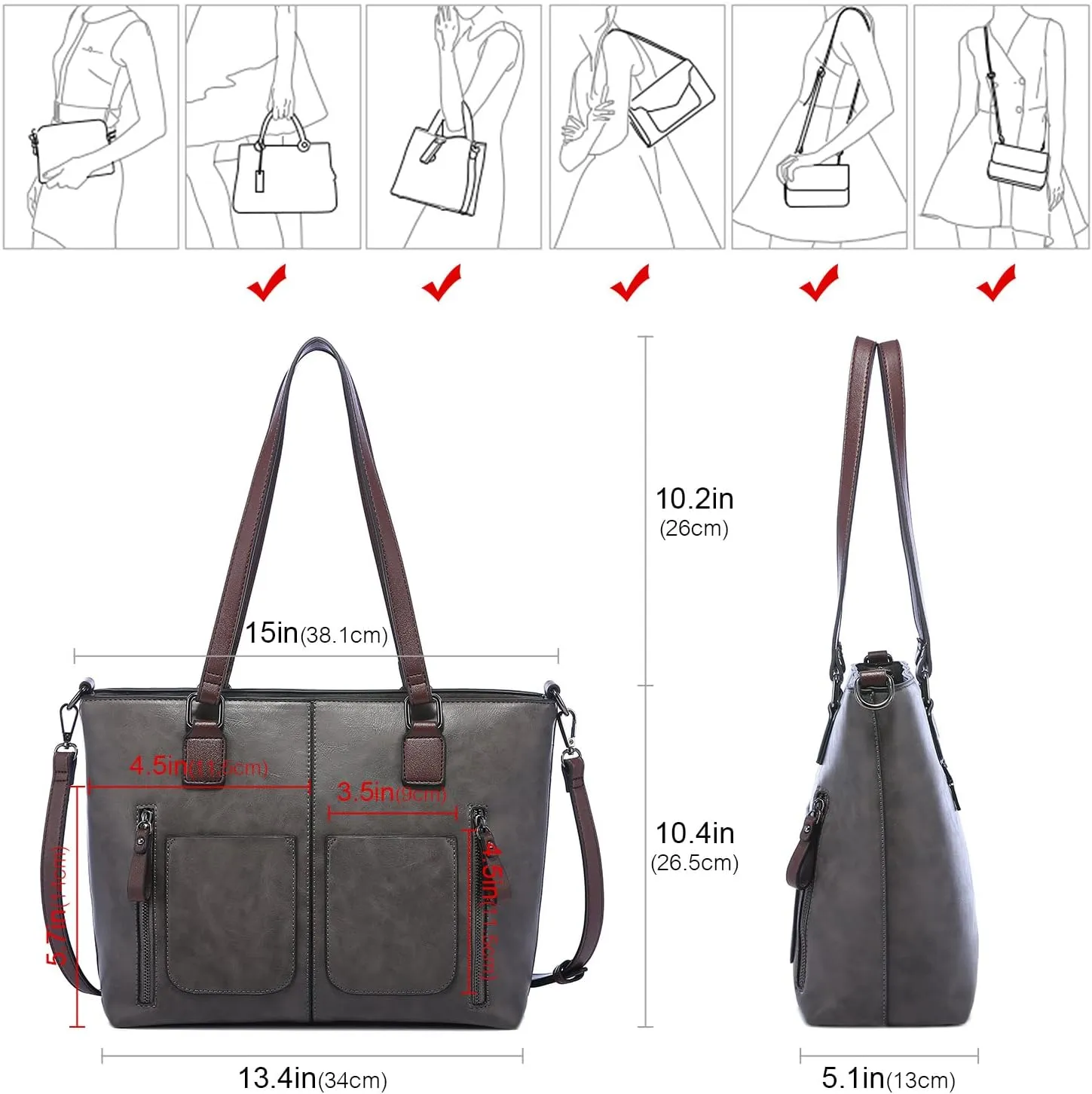 LOVEVOOK Purses Tote Bag for Women, Handbags Large Shoulder Bag, Leather Work Bags with Multi-Pockets, Designer Hobo Satchel