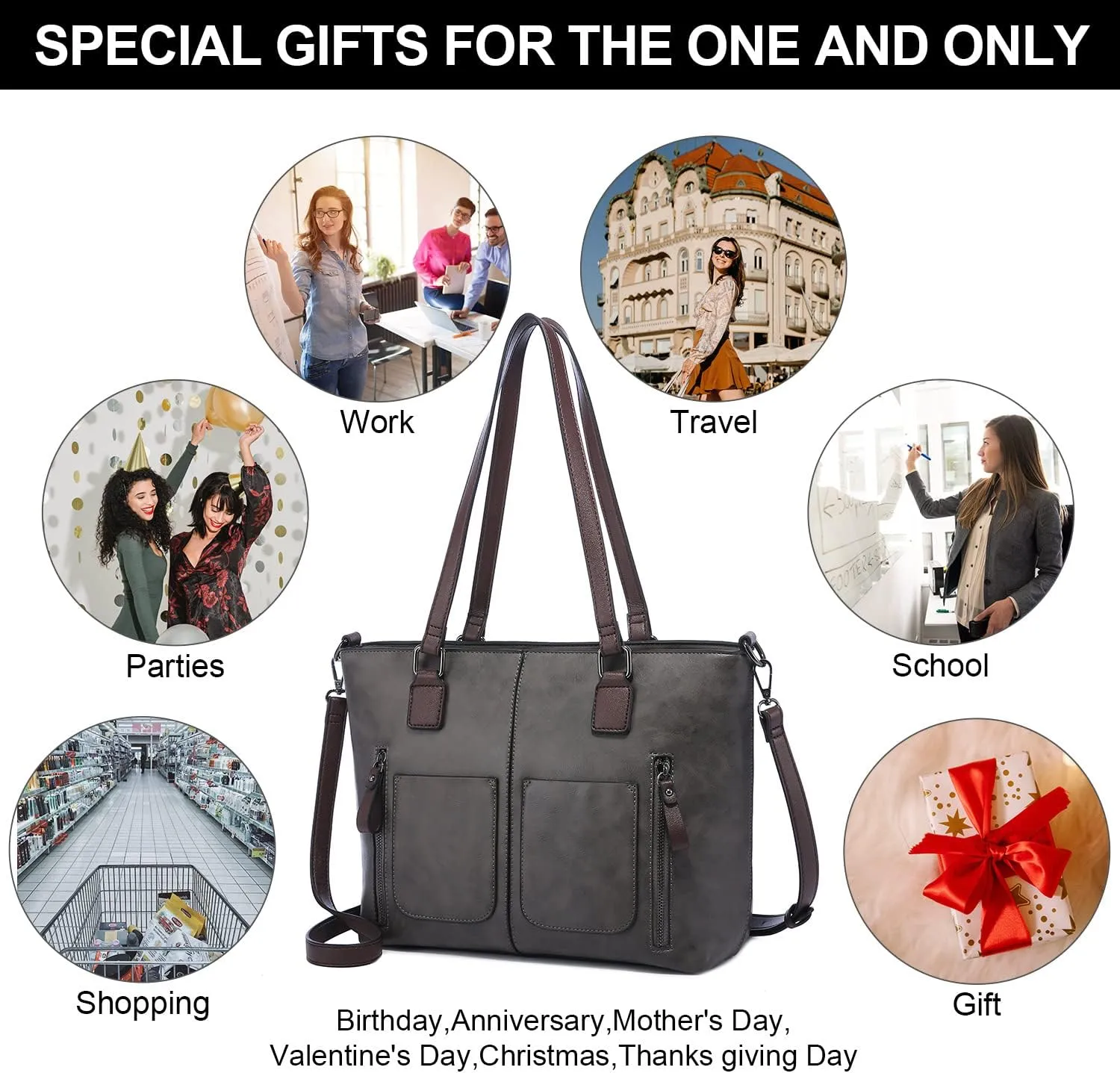 LOVEVOOK Purses Tote Bag for Women, Handbags Large Shoulder Bag, Leather Work Bags with Multi-Pockets, Designer Hobo Satchel