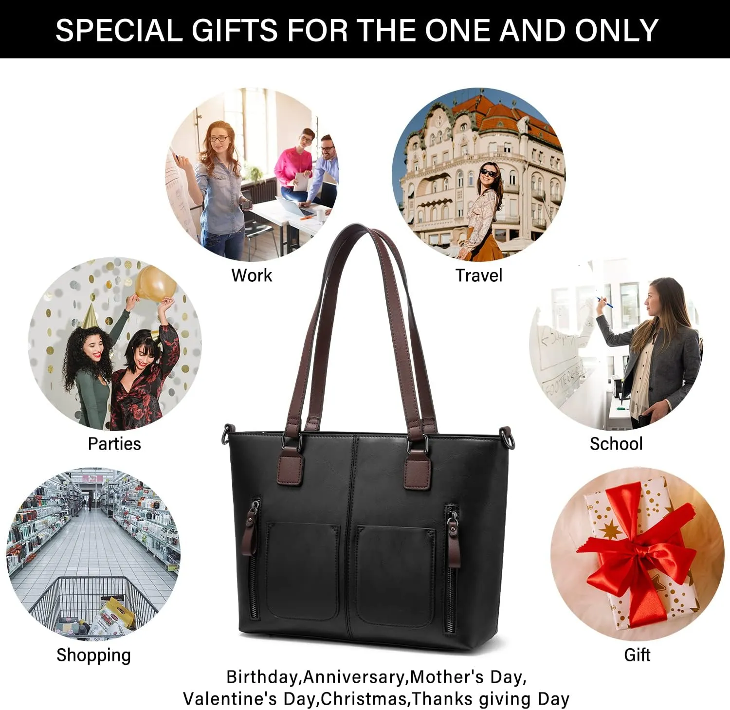 LOVEVOOK Purses Tote Bag for Women, Handbags Large Shoulder Bag, Leather Work Bags with Multi-Pockets, Designer Hobo Satchel