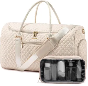 LOVEVOOK Travel Duffle Bag, 40L Weekender Overnight Bag with Toiletry Bag, Quilted Carry On Bag with Shoe Compartment, Gym Duffel Bag with Wet Pocket for Women, Hospital Bags for Labor and Delivery