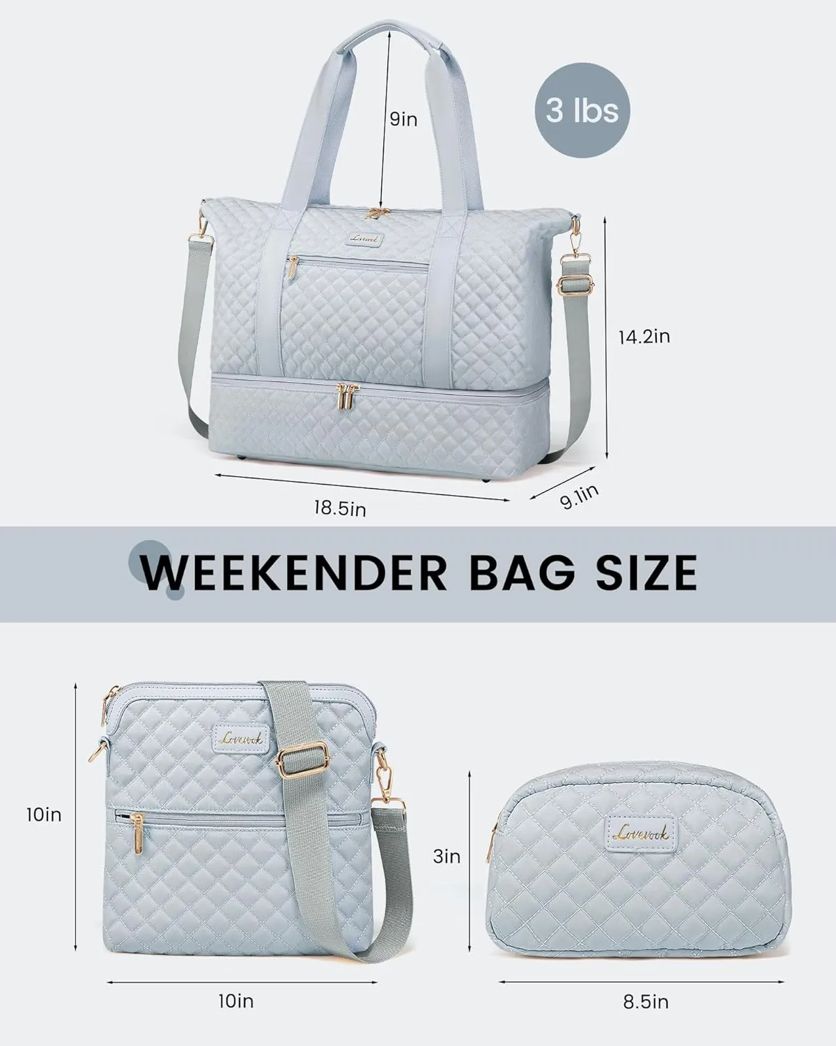 LOVEVOOK Weekender Bags for Women, Travel Duffle Bag with Shoe Compartment, Gym Duffel Bag with Makeup Bag Carry-on Tote Bag for Airplanes Weekend, Hospital Bags for Labor and Delivery