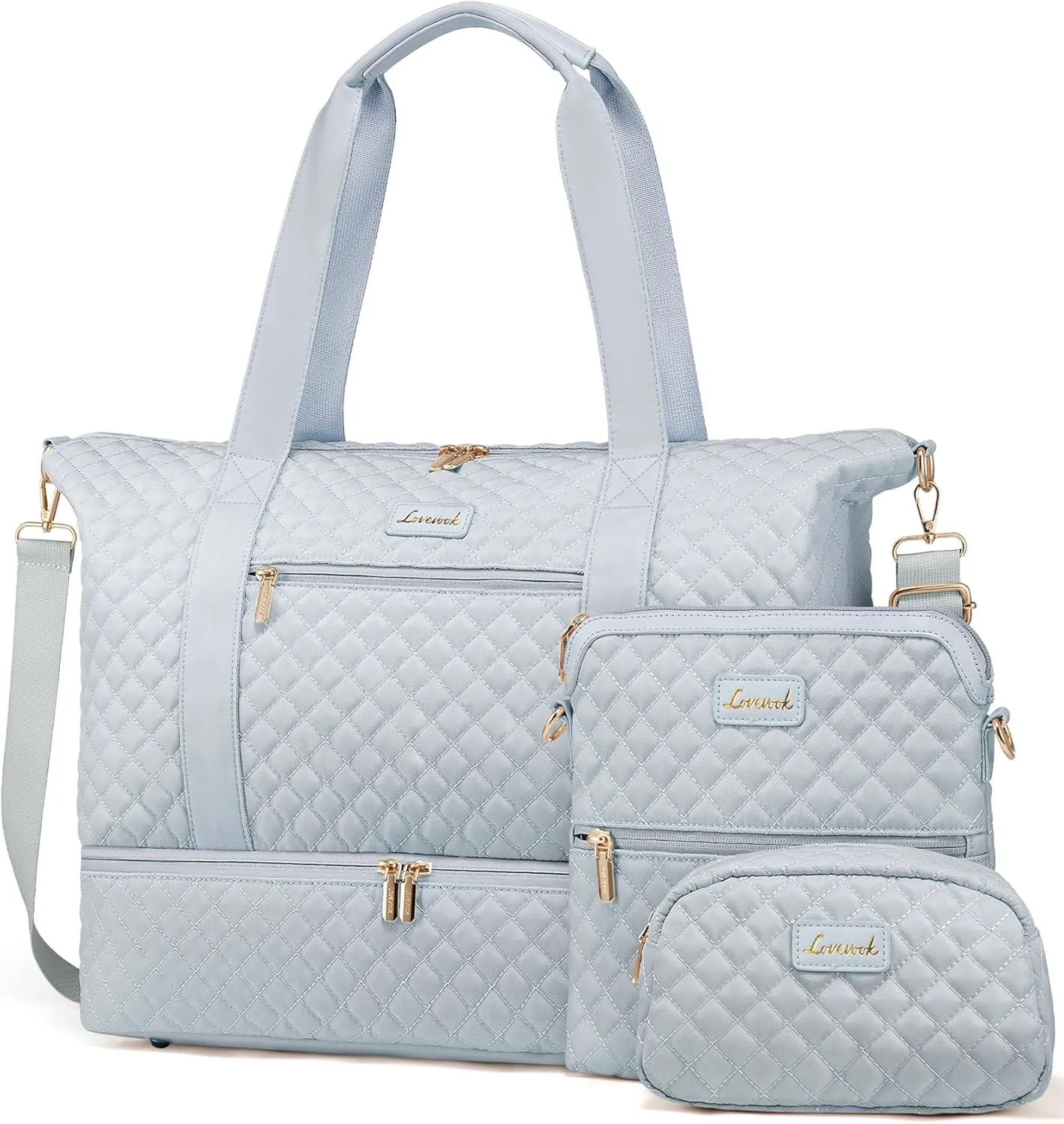LOVEVOOK Weekender Bags for Women, Travel Duffle Bag with Shoe Compartment, Gym Duffel Bag with Makeup Bag Carry-on Tote Bag for Airplanes Weekend, Hospital Bags for Labor and Delivery