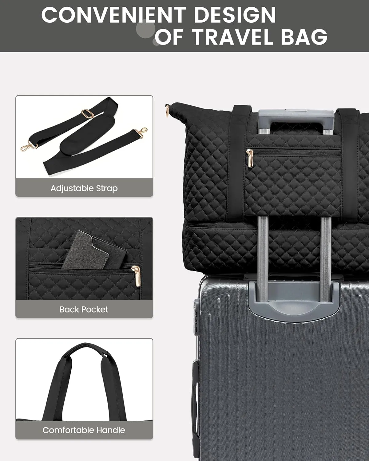 LOVEVOOK Weekender Bags for Women, Travel Duffle Bag with Shoe Compartment, Gym Duffel Bag with Makeup Bag Carry-on Tote Bag for Airplanes Weekend, Hospital Bags for Labor and Delivery