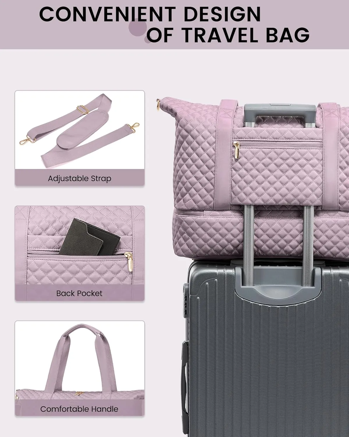 LOVEVOOK Weekender Bags for Women, Travel Duffle Bag with Shoe Compartment, Gym Duffel Bag with Makeup Bag Carry-on Tote Bag for Airplanes Weekend, Hospital Bags for Labor and Delivery