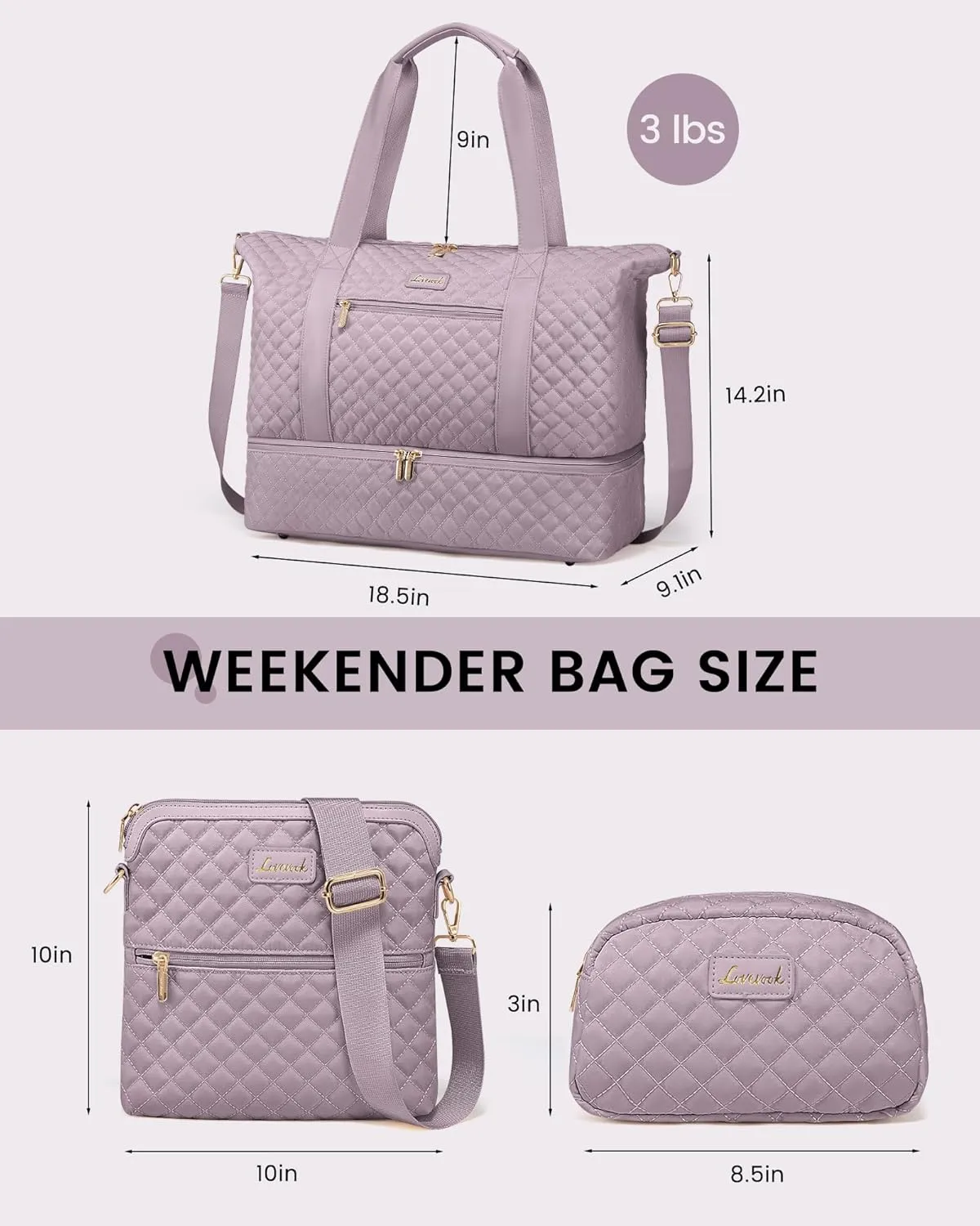 LOVEVOOK Weekender Bags for Women, Travel Duffle Bag with Shoe Compartment, Gym Duffel Bag with Makeup Bag Carry-on Tote Bag for Airplanes Weekend, Hospital Bags for Labor and Delivery